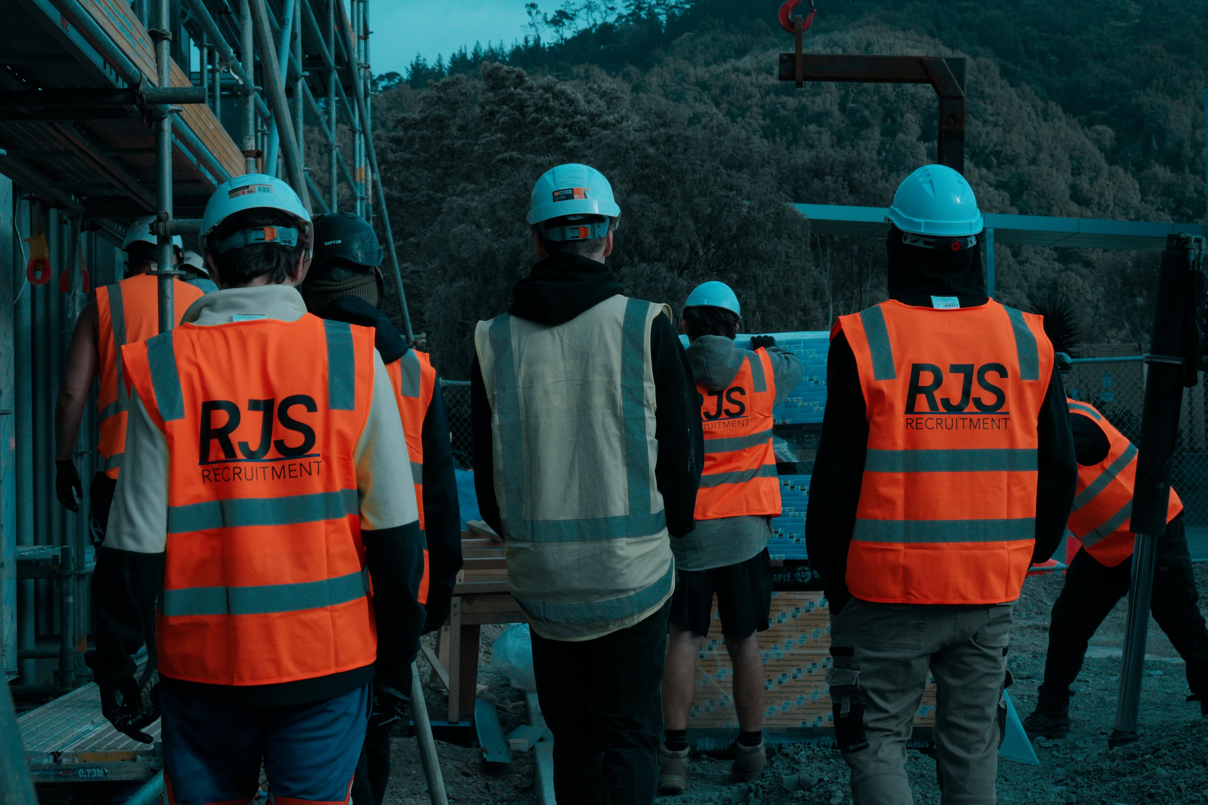 RJS Recruitment team walking onto a construction project site
